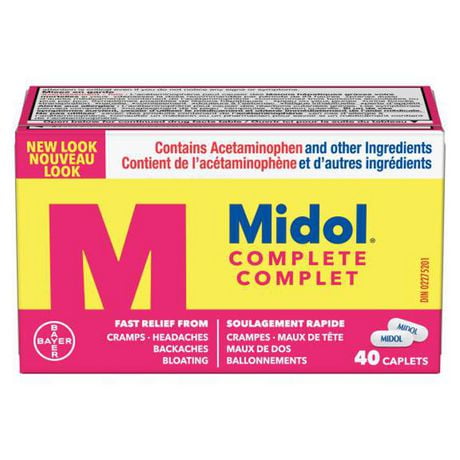 Midol Complete, Fast Multi-Symptom Period Pain Relief, 40 Caplets