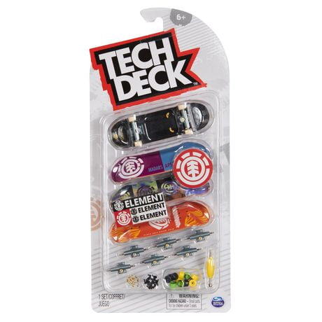 Tech Deck, Ultra DLX Fingerboard 4-Pack, Element Skateboards, Collectible and Customizable Mini Skateboards, Kids Toys for Ages 6 and up