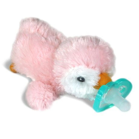RaZbaby - Support pour Paci RaZbuddy - Sucette JollyPop - <br>Pingouin rose - Sucette pour bébé avec peluche détachable - Lavable en machine