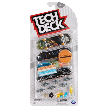 Tech Deck, Coffret de 4 fingerboards Ultra DLX, Skateboards Maxallure, Mini skateboards personnalisables à collectionner, jouets pour enfants à partir de 6 ans