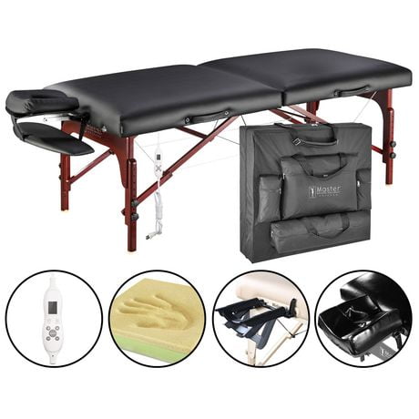 Table de massage portable Montclair ThermaTop de Master en noir de 31 po