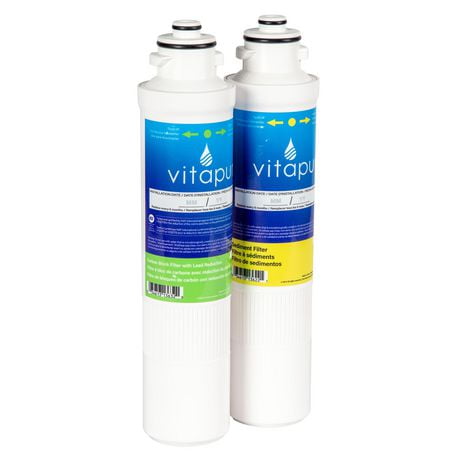 Vitapur® Filter Replacement Kit for Under-Sink Water Filtration System PQC2FS and Floor-Standing POU Water Dispenser P2QC8506BLS, Quick-Connect Filter Style