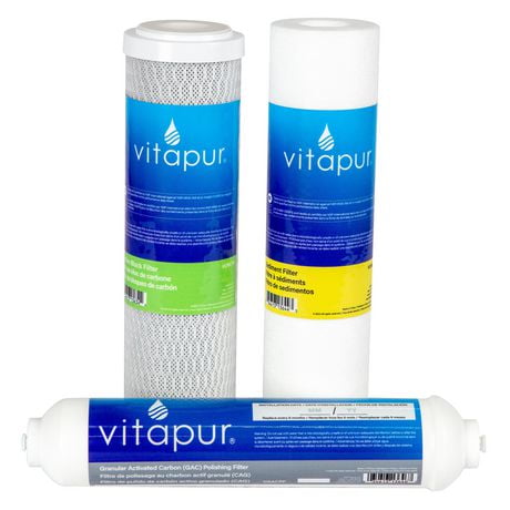 Vitapur® Filter Replacement Kit for Under-Sink RO Water System PUN4RO, Universal Filter Style