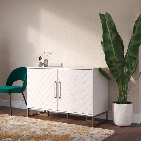 CosmoLiving Herringbone Console Unit, White