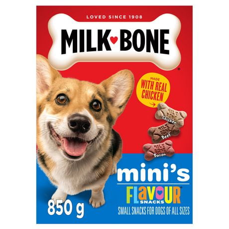 Milk-Bone Flavour Snacks Assorted Meat Flavours Crunchy Biscuit Dog Treats, Mini's, 850g