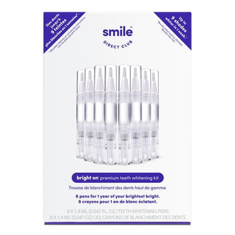 De SmileDirectClub, le blanchiment des dents haut de gamme bright onMC – 1 an d'approvisionnement (8 stylos)
