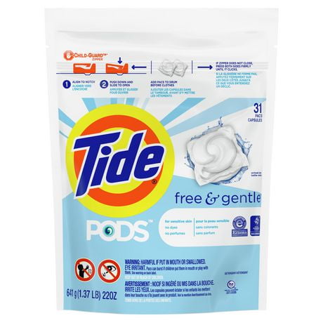Tide PODS Free & Gentle Liquid Laundry Detergent Pacs, 31 Loads 775 g