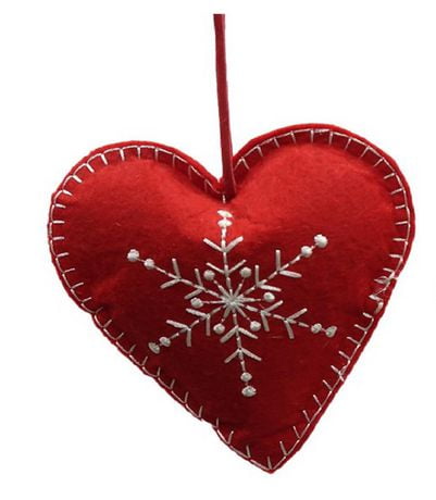 Holiday Time Red Heart Felt Ornament | Walmart Canada