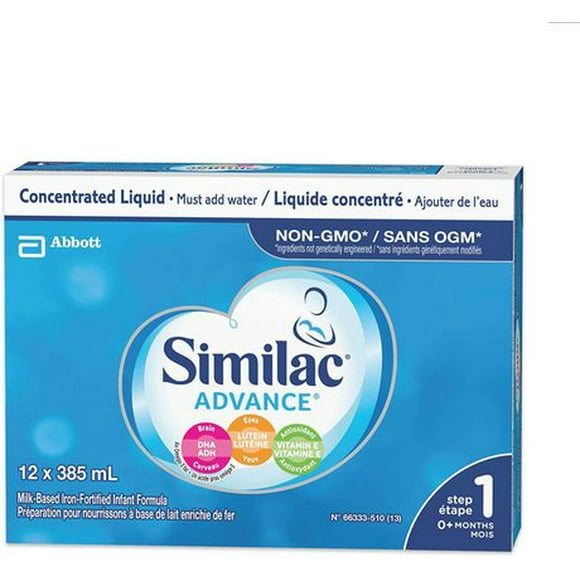 Similac Advance Step 1 Non-GMO Baby Formula, Newborn Formula, 0+ Months, 12x385 milliliters, 12 x 385 mL