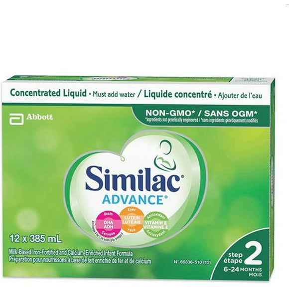 Similac Advance Step 2 Non-GMO Baby Formula, Infant Formula, Concentrated Liquid, 6-24 Months, 12x385 milliliters, 12 x 385 mL