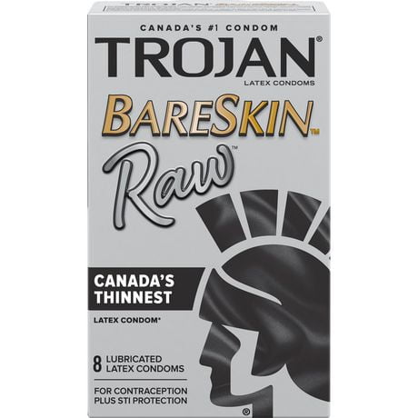 Condoms lubrifiés Trojan BareSkin Raw 8 condoms lubrifiés en latex