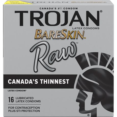 Trojan BareSkin Raw Lubricated Condoms, 16 Lubricated Latex Condoms