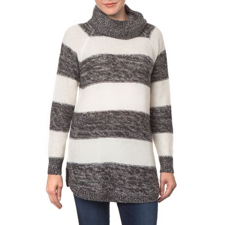 Jordache Women's Turtle Neck Stripe Tunic Sweater | Walmart Canada