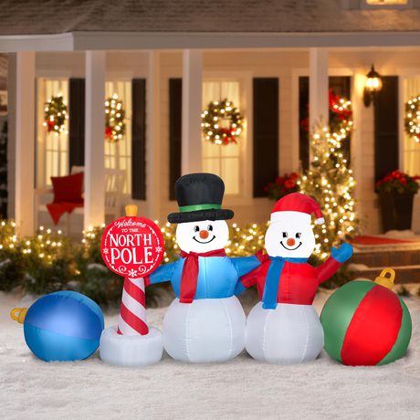 Airn Inflatable Snowman In The North Pole Collection Scene 9ft Canada - Peanuts Outdoor Christmas Decorations Home Depot