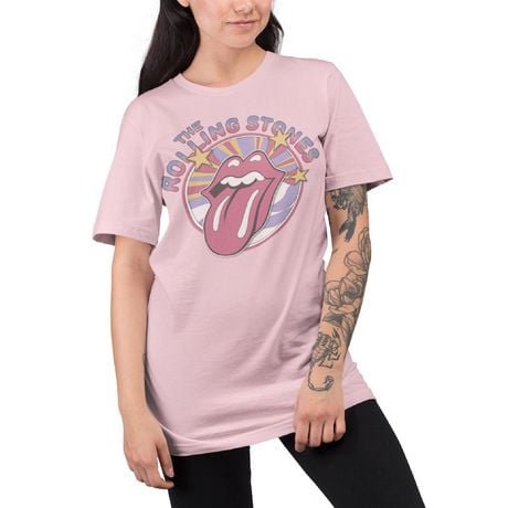 T-shirt pour femme Rolling Stones. Ce t-shirt à manches courtes et col rond pour femme peut facilement être porté avec votre jean ou bas préféré.