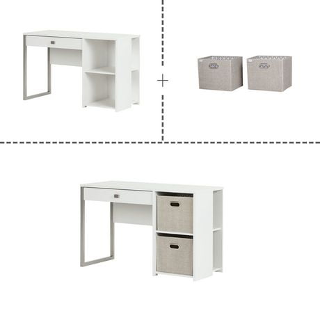 South S Interface White Desk With Storage And Baskets South S Interface White Desk With Storage And Baskets Image 4 Of 9