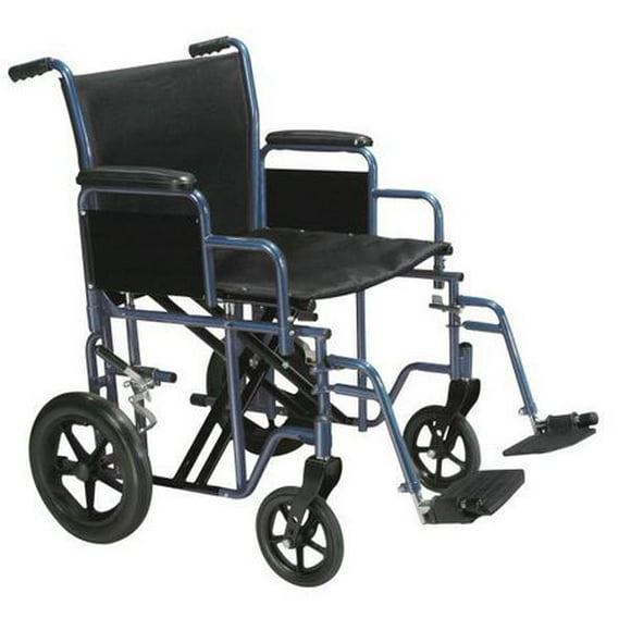 Drive Fauteuil de transport bariatrique robuste avec repose-pieds rabattables, siège de 50,80 cm, bleu