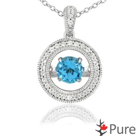 topaz surrounded corundum shaped sterling circle necklace silver 25mm carat dancing pure
