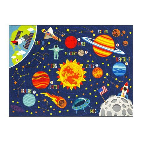 KC Cubs Playtime Collection Space Safari Road Map Area Rug Educational Learning & Game Area Rug Carpet for Kids and Children Bedrooms and Playroom
