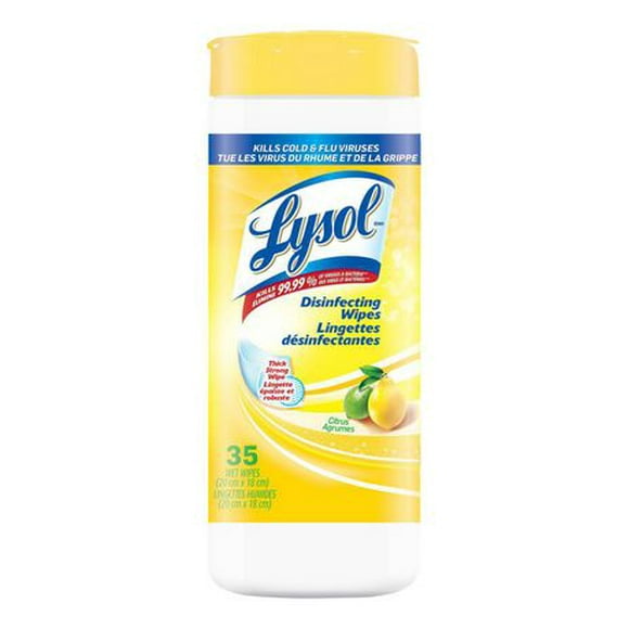 Lingettes désinfectantes pour surfaces Lysol, agrumes, désinfectant, nettoyage, assainissement 35 lingettes