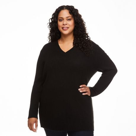 Plus size black on sale v neck sweater