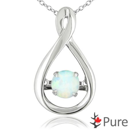 Pure Dancing Created Opal (5mm) Teardrop Necklace Set in 925 Sterling Silver