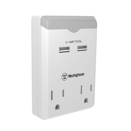 Westinghouse 2 Outlet USB Nightlight, 2-outlet