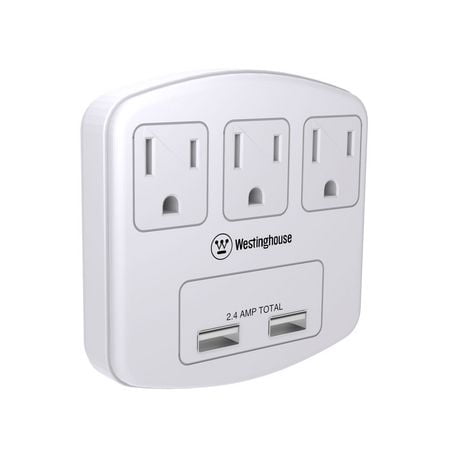 Westinghouse 3-Outlet Wall Tap USB Adapter, 3-outlet