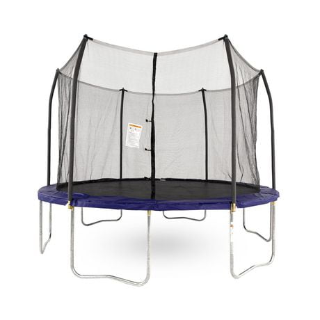 SKYWALKER TRAMPOLINES 12 FT, Round, Blue Outdoor Trampoline for Kids with Safety Enclosure Net and Spring Pad, ASTM Approval, Rust Resistant
