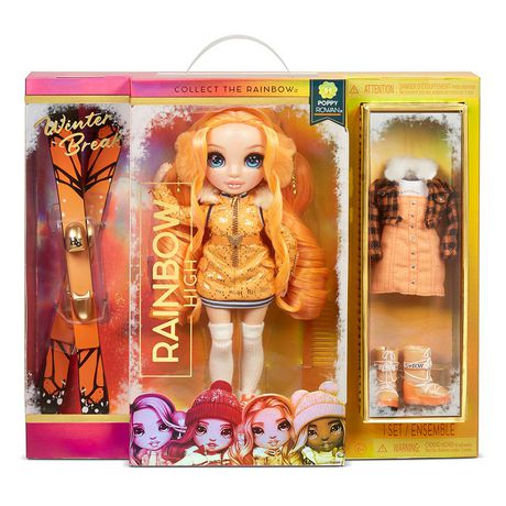 Rainbow High Winter Break Poppy Rowan Orange Winter Break Fashion Doll And Playset With 2 Complete Doll Outfits, Pair Orange...