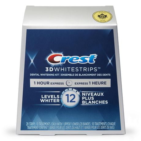 Ensemble de blanchiment des dents à domicile Crest 3D Whitestrips Express 1 heure 10&nbsp;traitements