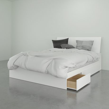 Nexera Paris Queen Storage Bed And, White Queen Bed Frame With Drawers