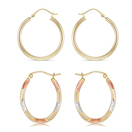 Quintessential 10kt Gold Duo Hoop Earring Set - Yellow round Click hoop ...