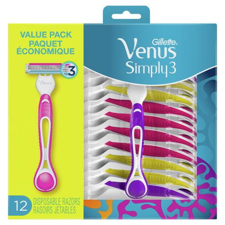 Rasoirs jetables Gillette Venus Simply3 pour femmes 12&nbsp;unités