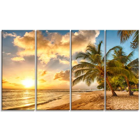 Design Art Gorgeous Beach of Island Barbados Modern Seascape Canvas ...