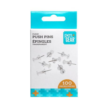 Pen+Gear Clear Push Pins, 100 pieces
