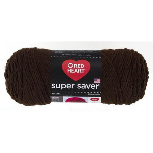 Red HeartÂ® Super SaverÂ® Yarn, Solid, Acrylic #4 Medium, 7oz/198g, 364 Yards, Durable yarn, wide color range