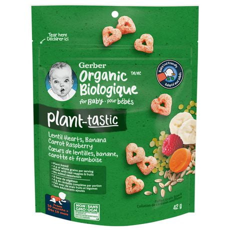 GERBER PLANT-TASTIC Organic Puffed Grain Snack Pouch, 42?g
