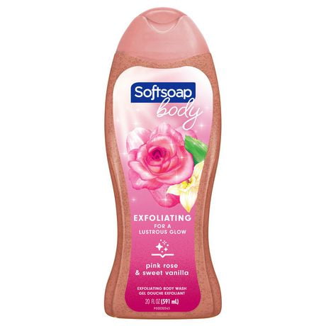 Softsoap Exfoliating Body Wash, Lustrous Glow Pink Rose & Vanilla, 591 mL, 591 mL