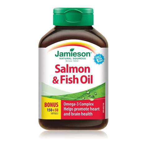 Jamieson Gélules de Complexe d'Oméga-3 1 000 mg avec Huiles de Saumon et de Poisson 150 + 50 gélules