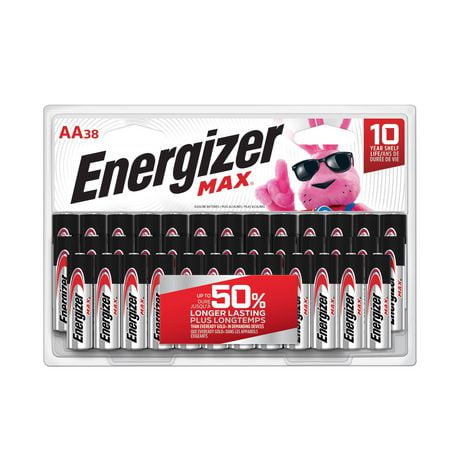 Piles alcalines AA Energizer MAX, emballage de 38 Paquet de 38 piles