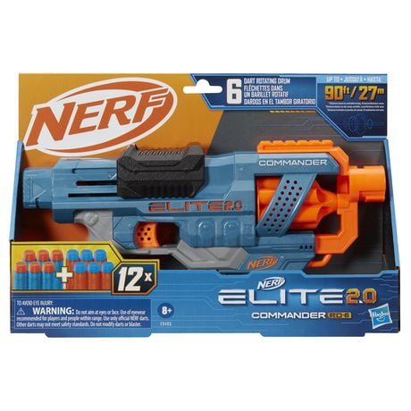 Nerf Elite 2.0 Commander RD-6 Blaster, 12 Official Nerf Darts, 6-Dart ...