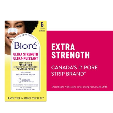 Bioré Ultra Deep Cleansing Pore Strips for Instant Pore Unclogging and Blackhead Removal, 6ct (Packaging May Vary), Dermatologist Tested | 6 ct