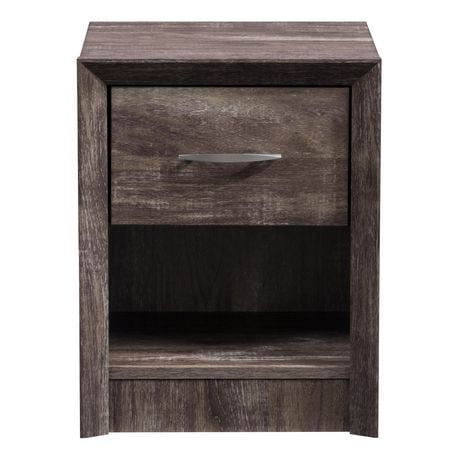 CorLiving Newport Table de chevet moderne du milieu du siècle en bois d'ingénierie avec tiroir et compartiment ouvert – Tables de chevet parfaites, tables de chevet pour chambre à coucher, petite table de chevet élégante avec tiroir