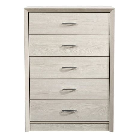 CorLiving Newport Mid Century Modern 5-Drawer Tall Dresser for Bedroom - Large, Tall Chest of Drawers - Perfect Bedroom Furniture and Dressers for Clothes Storage