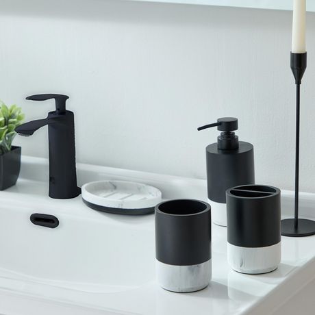 Hometrends Black Soap Dispenser With Faux Marble Trim Walmart Canada   6000206911117 