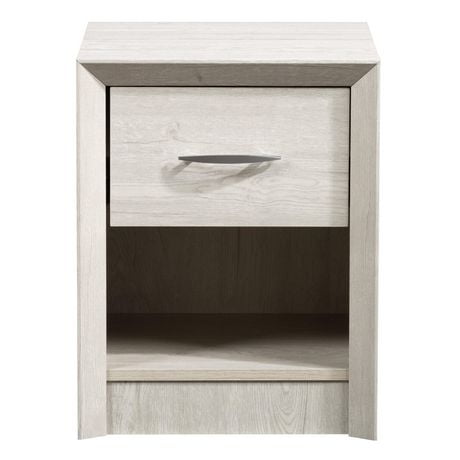 CorLiving Newport Mid-Century Modern Engineered Wood Nightstand with Drawer and Open Cubby - Perfect Bedside Tables, Bedroom Nightstands, Stylish Small Nightstand with Drawer