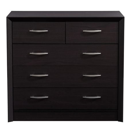 CorLiving Newport Mid Century Modern Engineered Wood 5 Drawer Dresser for Bedroom - Large Chest of Drawers, Bedroom Furniture | Clothes, Dressers, and Storage Solution