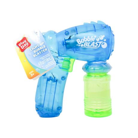 Play Day Light Up Bubble Blaster with 4oz Bubble Solution - Colours May Vary, Bubble Blaster
