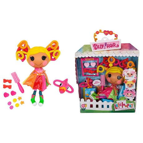 Lalaloopsy Silly Hair Doll - April Sunsplash with Pet Toucan, 13" rainbow hair styling doll with multicolor hair (yellow, red, orange & pink) & 11 accessories in reusable salon package playset